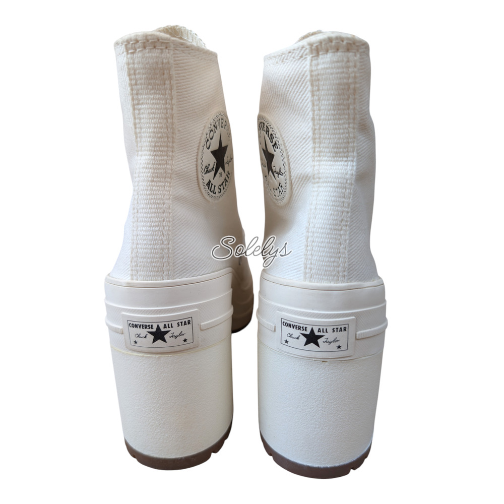 Converse Chuck 70 De Luxe Heel Platform Egret White Sneaker Boot Womens 7 - Picture 3 of 10